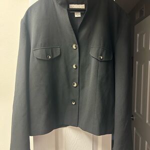 NY Collection Black Button-Up Blazer